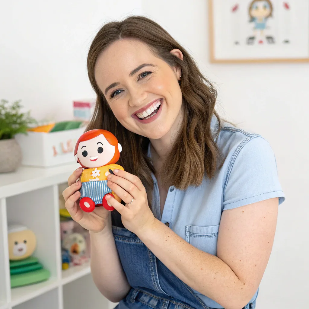 Emily holding a toy